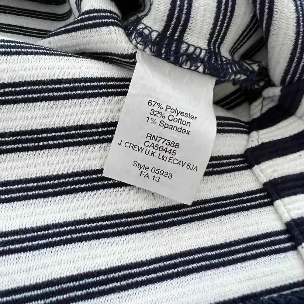 Madewell Navy Blue & Off-White Striped 3/4 Sleeve Textured Top Size: Medium